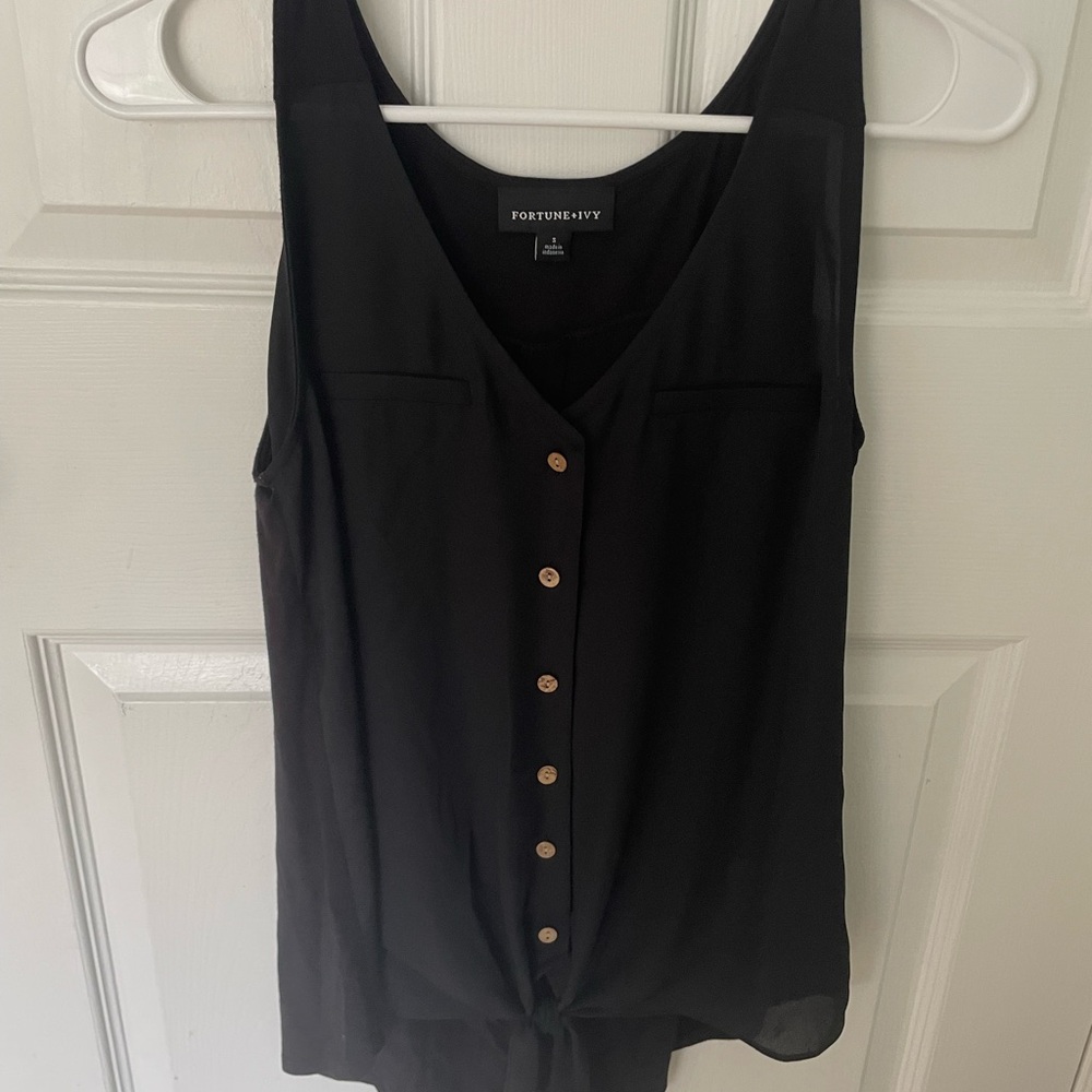 Black Button-Down Women's Top
